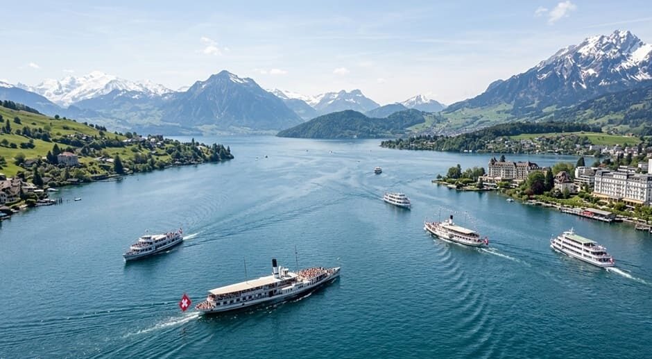 Historic steamship on Lake Lucerne