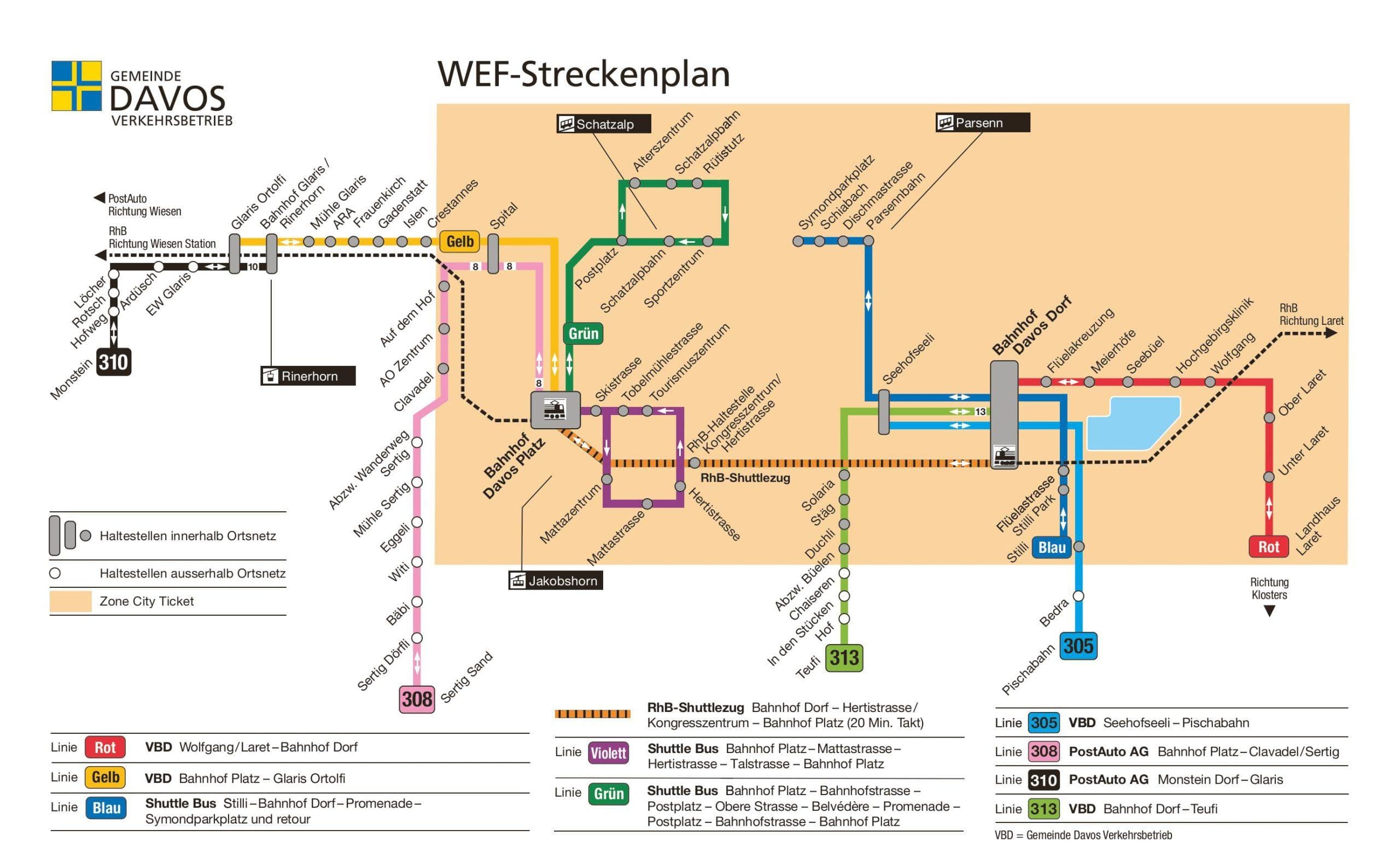 Davos Busnet Transport and WEF Route Map