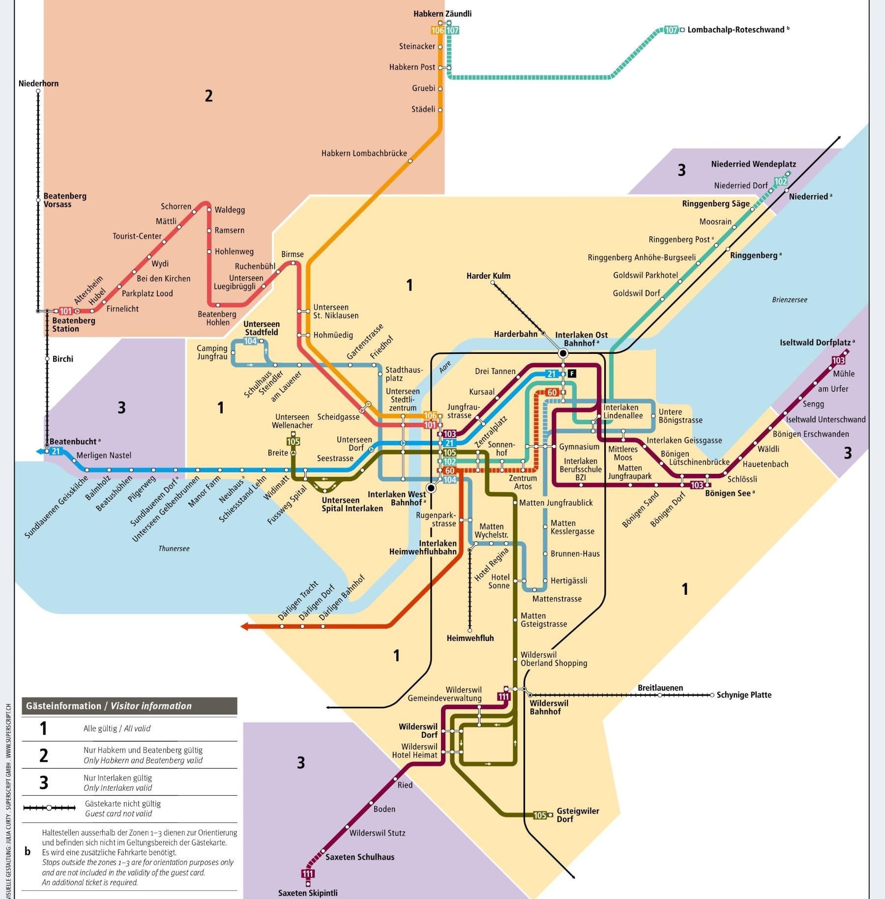 Interlaken Guest Card Public Transport Zone Map