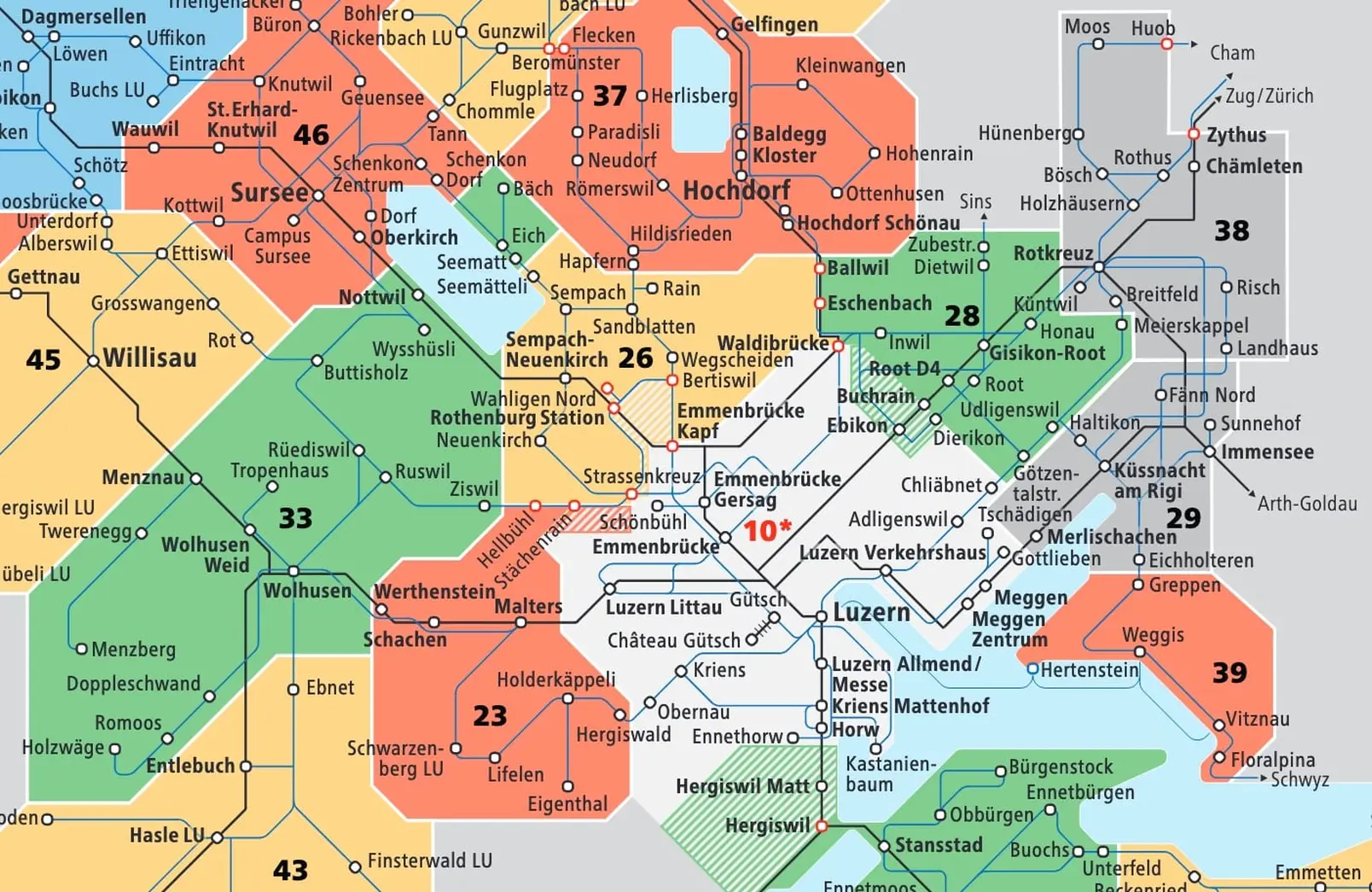 Lucerne Passepartout Public Transport Zone Map - Zone 10