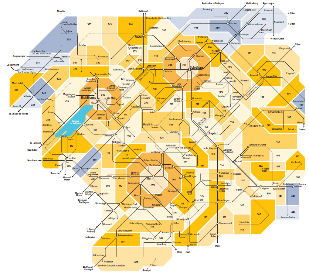Bern Libero public transport zone map 100 and 101